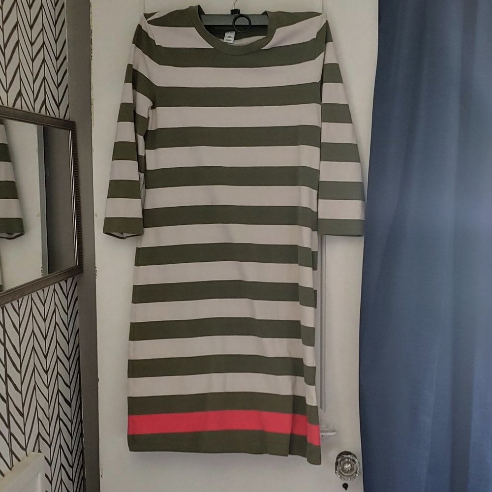 Old Navy green cream with pink stripe dress small
